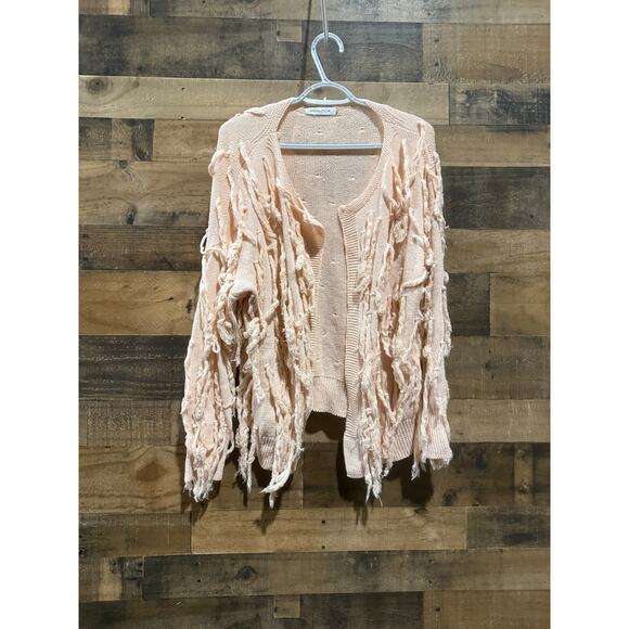 Misslook Women’s Light Pink Ruffled Open-Front Cardigan – Size Medium - Picture 1 of 7